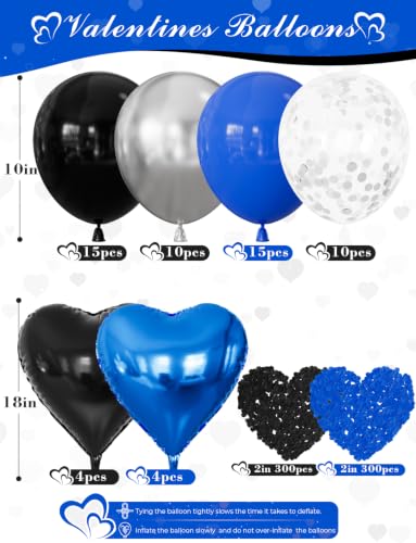 Blue Black Silver I Love You Balloons Set for Him Romantic Anniversary Decor