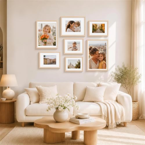 Pallene Solid Wood 11x14 Picture Frame Wall Hanging - Natural, Includes Mat