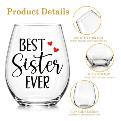 Stemless Wine Glass - Best Sister Ever, 15 Oz, Transparent07