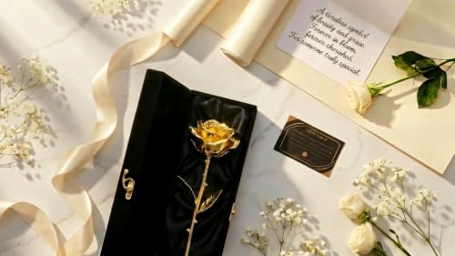 Eternal Rose 24K Gold-Dipped Real Rose - 11 Inch Preserved Flower Gift - Gold Variation