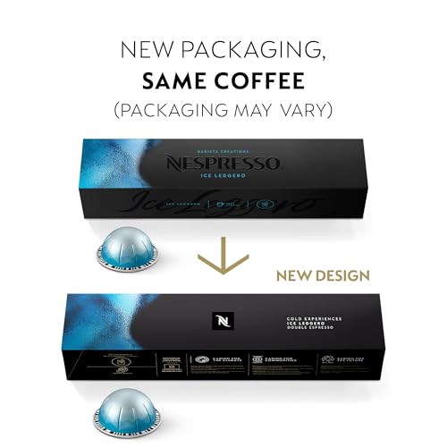 Nespresso Capsules Vertuo, Ice Leggero, 50-Count Double Espresso Coffee Pods, Brews 2.7 oz.