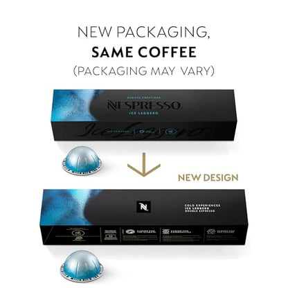 Nespresso Capsules Vertuo, Ice Leggero, 50-Count Double Espresso Coffee Pods, Brews 2.7 oz.