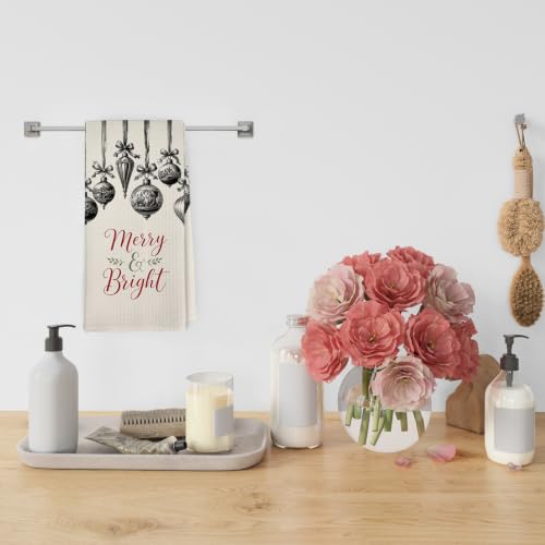 Merry Rustic Christmas Kitchen Towels 16x24 Inches - Dishcloth Set