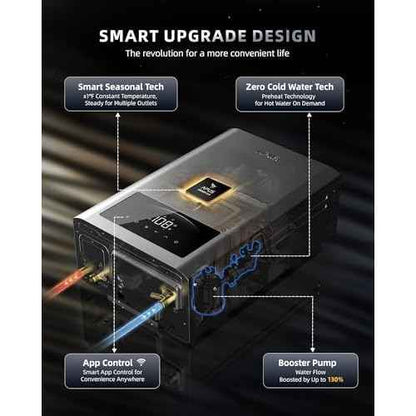 APUS Tankless Water Heater Propane, 140,000 BTU Indoor Installation Up to 6.8 GPM, Zero Cold Water Technology for Instant Hot Water on Demand, Smart Wi-Fi App Control