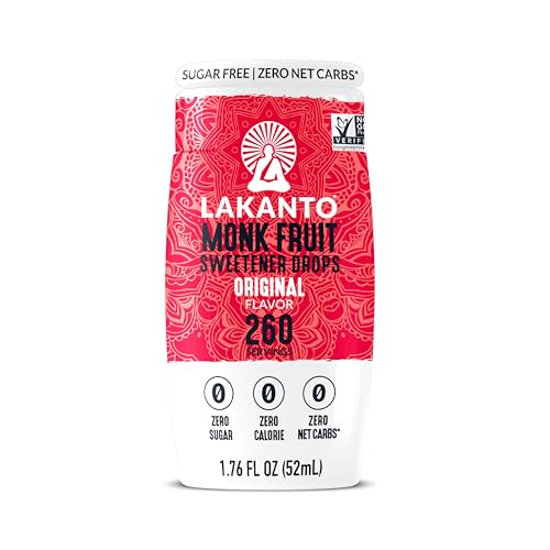 Lakanto Liquid Monk Fruit Extract Drops, Caramel - Erythritol Free Sugar Substitute Sweetener For Tea, Coffee, Smoothies, Yogurt, Cereal, Cocktails, Sugar Free, Vegan, Keto, Zero Sugar (1.76 Fl Oz)