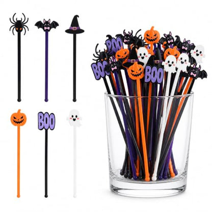 Classic Halloween Cocktail Stir Sticks - 36 Assorted 7.1 Inch Drink Swizzles