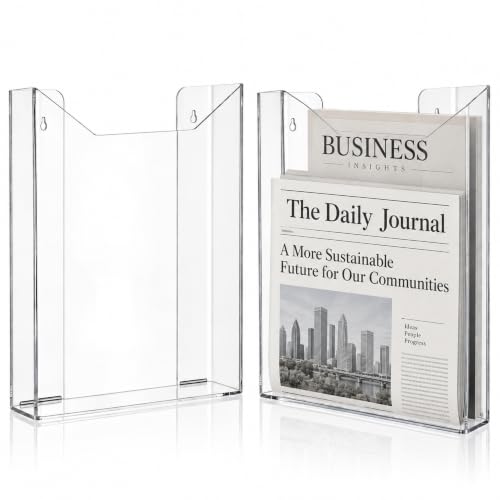 14 Inch Acrylic Brochure Holder Display Stand - Clear Wall Mount & Countertop