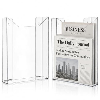 14 Inch Acrylic Brochure Holder Display Stand - Clear Wall Mount & Countertop