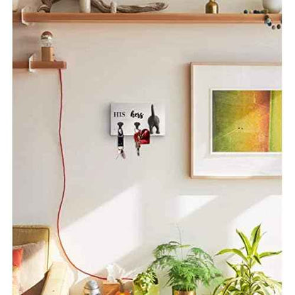 Mud Pie HIS, HERS & PUP WALL HOOK, White, Brown, 2.00" x 11.00"