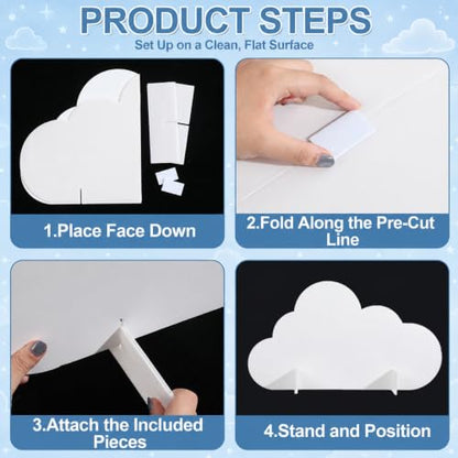 Large Cloud Cutouts Set - White Standup Decorations for Party Backdrop Props