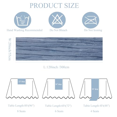 20 Pack Dusty Blue Cheesecloth Table Runner 10Ft - Elegant Gauze Linen for Wedding & Party Decor