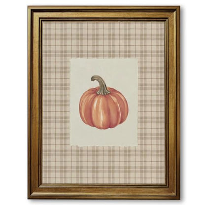 Watercolor Pumpkin Wall Art Prints with Retro Gold Frame - 8x10 Inch Fall Decor