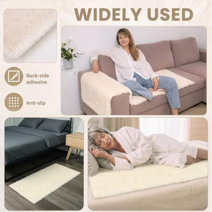 Sheepskin Bed Sore Prevention Pad - 30x60in Beige Support Mattress Cover