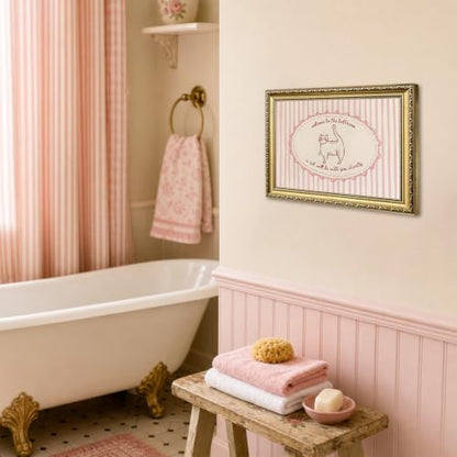 Bathroom Wall Art Sign - Welcome to the Bathroom Cat Decor Framed 16x12 D