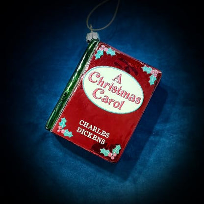 A Christmas Carol Ornament - Blown Glass Mini Book Gift for Book Lovers