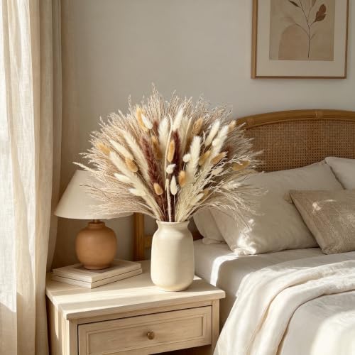 95Pcs Dried Pampas Grass Bouquet Natural Rustic Home Decor
