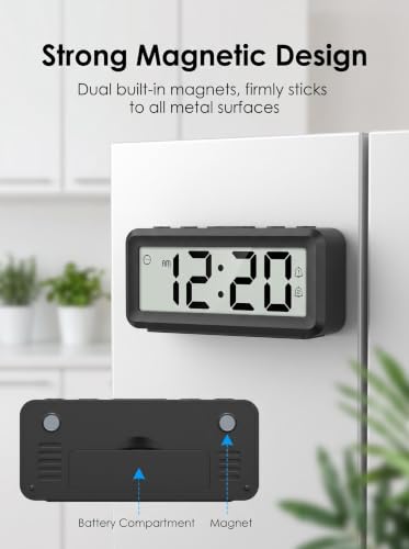 Mini Digital Alarm Clock with Dual Alarms Battery Operated - Black