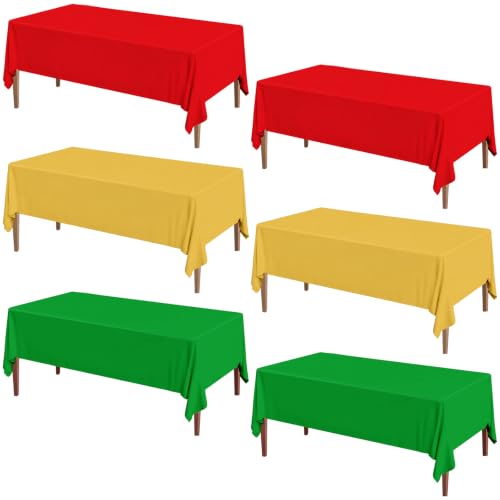 6 Pcs Christmas Plastic Tablecloths Set - Red Green Gold Variation