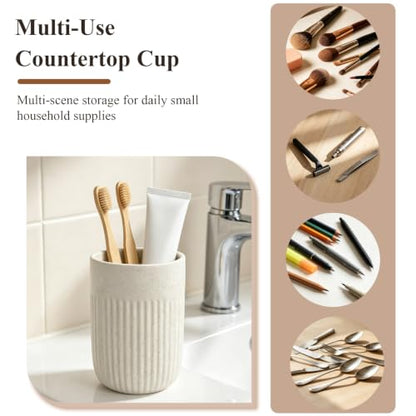 White Ceramic Toothbrush Holder for Bathroom - NALYVOR 1 Piece