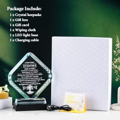 Pastor Appreciation Gift with Light Base - Heartfelt Tribute for Men Variation of Pastor Gifts 1 + Led Base
