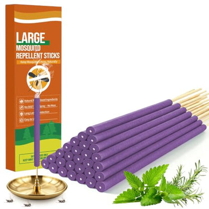 Purple 30 Pack Extra Thick Citronella Mosquito Incense Sticks Outdoor Use Safe & Long-Lasting