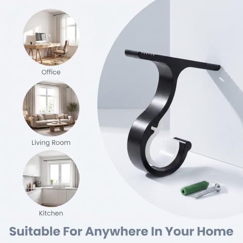 4 Pack Ceiling Curtain Rod Brackets Black Adjustable Mounting Hardware