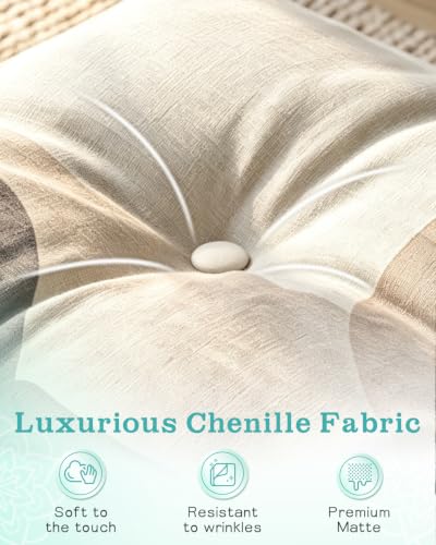 Coffee Large Floor Cushion 22x22x5 Inch Tufted Meditation Seat with Washable Cover