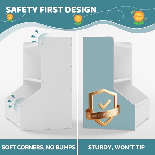 Kids Toy Storage Organizer with Display Shelf 23.8" - Safe Playroom & Nursery Storage