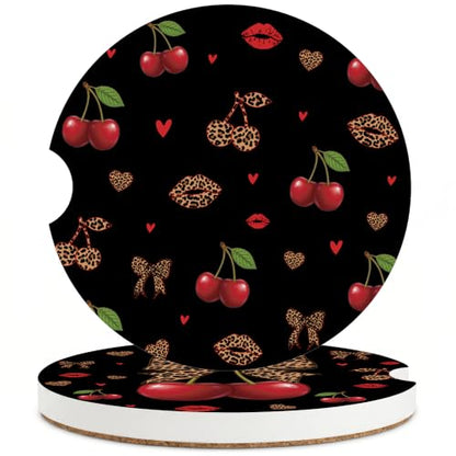 Cheetah Leopard Car Coasters for Cup Holders - Absorbent Ceramic Set - Variation: Cheetah251