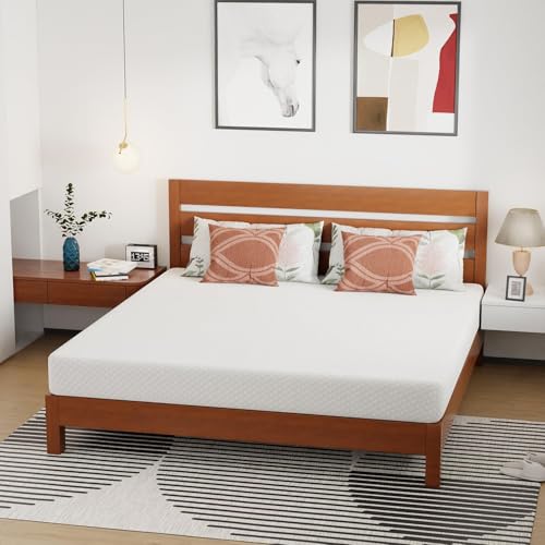 FDW | 8 Inch King Mattress | Medium Firm | Gel Memory Foam Mattress | White | Bed in a Box, CertiPUR-US Certified | Pressure Relief, Cooling Ventilated Foam | Washable Removable Cover