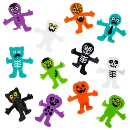 Mini Halloween Toys Bulk Pack - Bendable Spooky Character Figures for Party Favors