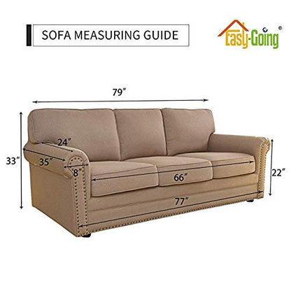 Easy-Going Reversible Couch Cover for 3 Cushion Couch Sofa Cover for Dogs Water Resistant Furniture Protector Cover with Foam Sticks Elastic Straps for Pet Cat (Sofa, Navy/Ivory)