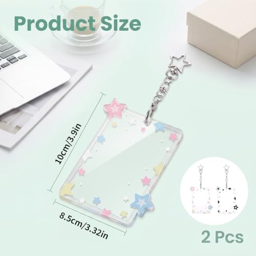 2-Pack Star Photocard Holders with Keychains for Idol Cards and Photos