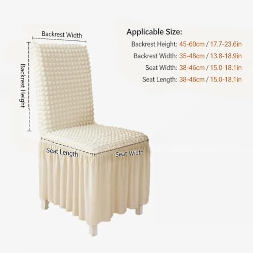 Stretchable Chair Cover with Skirt - Beige, 1PCS, Dorm & Office Decor
