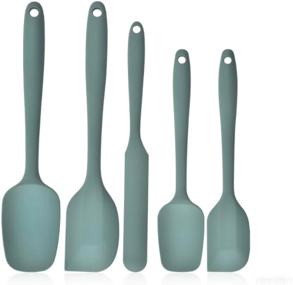 Skiennix Silicone Spatula Set - 5-Piece Heat Resistant Kitchen Utensils | Sage Green, Non-Stick Design for Easy Cleaning and Flipping Pancakes