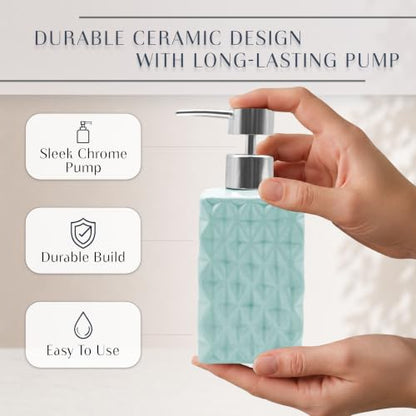 Home Weavers Turquoise 4-Piece Ceramic Bathroom Accessory Set with Lotion Dispenser