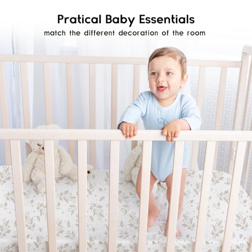 Yoofoss Pack and Play Sheets Fitted, Mini Crib Sheets 2-Pack for Pack N Play Mattress, Stretchy Playard Sheet, Soft and Breathable Green+Giraff