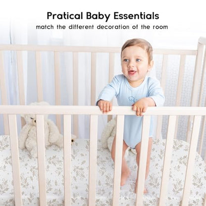 Yoofoss Pack and Play Sheets Fitted, Mini Crib Sheets 2-Pack for Pack N Play Mattress, Stretchy Playard Sheet, Soft and Breathable Green+Giraff