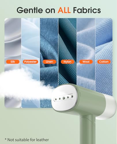 Green Handheld Travel Steamer for Clothes 1200W Foldable Garment Wrinkle Remover