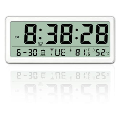 White Magnetic Digital Clock with Seconds 8.5 Inch LCD Alarm for Fridge