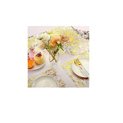 Gold 100ft Glitter Metallic Mesh Table Runner Roll for Wedding Party Decor - Sunlunckystar