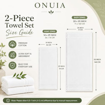White 800 GSM Cotton Bath Towels 2 Pack - Ultra Soft & Absorbent