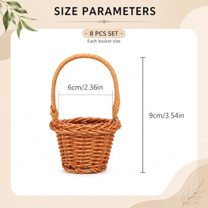 Miniature Rattan Baskets Set of 8 Small Decorative Woven Baskets