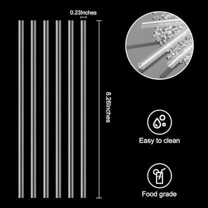 100 Pack Clear Disposable Plastic Drinking Straws - 8.26 inch, Food Grade BPA-Free