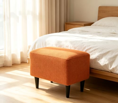 Lime Stretch Rectangle Ottoman Cover - Elastic Slipcover for Footstools
