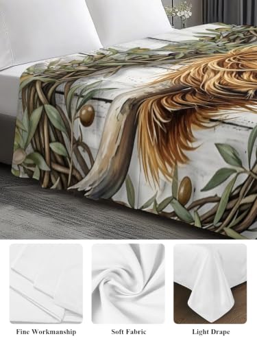 Twin Flat Sheet Microfiber Bed Sheets - Highland Cow Ginger Twin