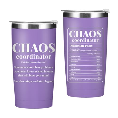 Purple Chaos Coordinator Tumbler with Thank You Gifts - Stainless Steel Insulated Mug