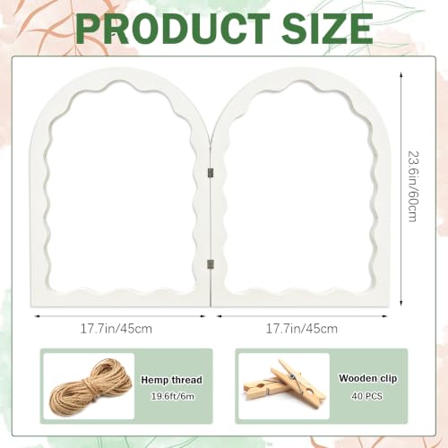 Wooden Photo Display Board for Wedding 36x24 Inch Two-Panel Arch Decor