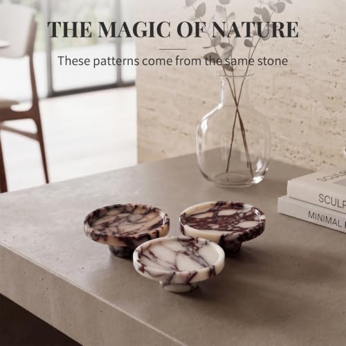 Marble Candle Tray with Jewelry Dish - Small Pedestal Holder