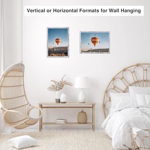 JCJMY 9x11 Picture Frame Rustic White for Wall Hanging or Tabletop, Wall Mounting Horizontally or Vertically, 9 x 11 Wall Gallery Poster Photo Frame with Shatter Resistant Plexiglass, Rustic White